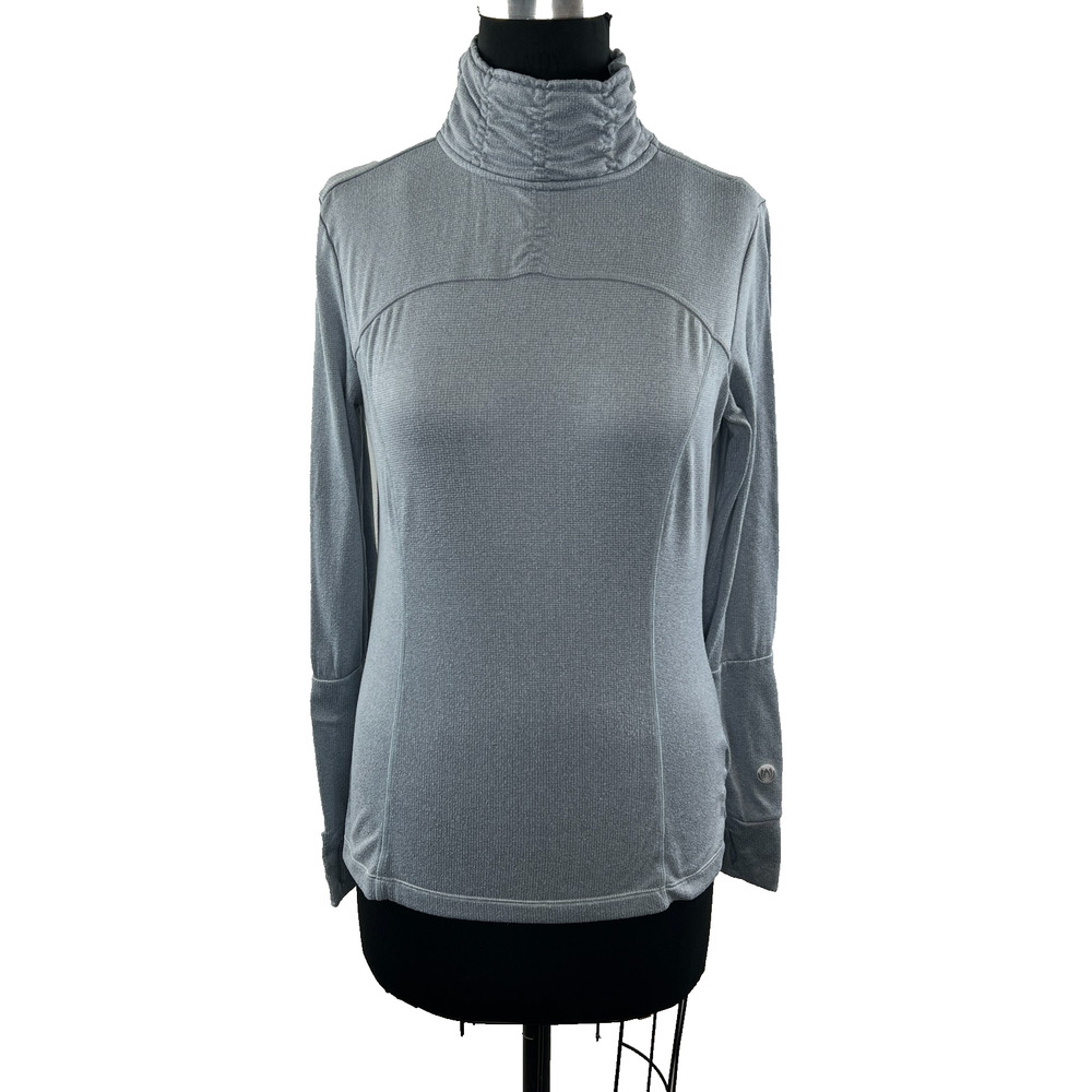 MONDETTA Gray Pull Over Top High Collar Long Sleeve Workout Layer Shirt M Medium